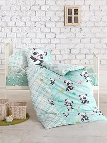 Cama de cama com tema de panda, cama de berço para bebês, conjunto de cover de edredão algodão, consolador de bebê incluído, 5
