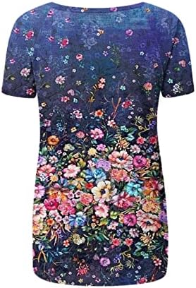 Camisas de spandex para garotas de verão outono de manga curta Bloups Floral Graphic Bloups T Womens 2023 3U