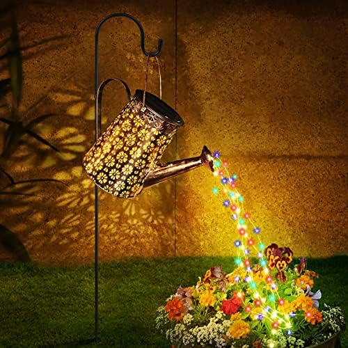 Afila a rega solar lata com luzes, decoração solar de jardim ao ar livre à prova d'água Lanterna de lanterna Lanternas fora das
