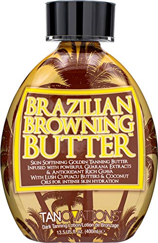 ED HARDY Brasileira Manteiga Browning Loção de bronzeamento escuro - Manteiga de bronzeamento dourado e amaciante com manteiga de cupuacu e óleos de coco para a intensa hidratação da pele 13,5 oz.