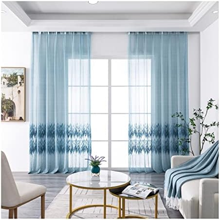 Cortina decorativa Daesar para a sala de estar 2 painéis, cortinas de quarto de voz pura cidadãos poliéster cinza azul transparente