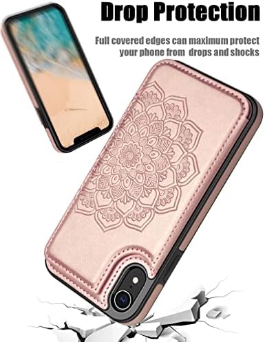 MMHUO para iPhone XR com suporte de cartão, capa de flip de traseiro magnético FLOR FLOR para iPhone XR Caixa para mulheres,