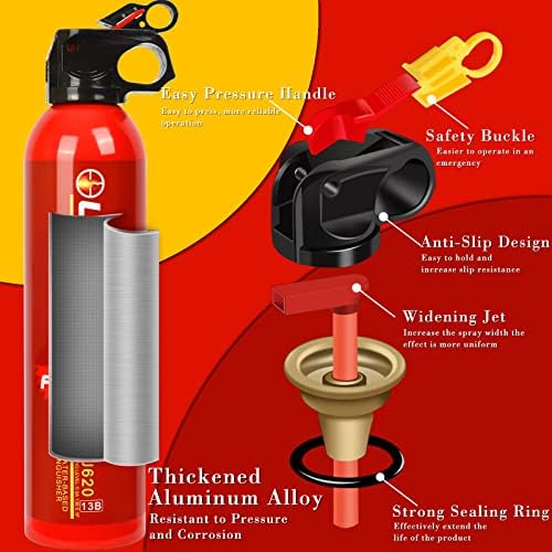 Extintor de incêndio de 2 PCs OUGIST com MONTAGEM-4 Extintores de incêndio em 1 para a casa/carro/cozinha, A, B, C, K Categoria