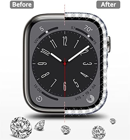 3PCs Bling Case para Apple Watch Case 40mm+Protetor de tela de vidro temperado, Girls Girls Crystal Diamond Bling