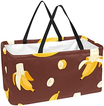 50l Shopper Bags Banana Brown Background Caixa de compras colapsível Bolsa de mercearia com alças, reutilizável