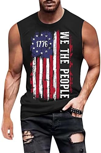 ZDDO 4 de julho Muscle Tank Tops Tamas sem mangas Camisas de treino de verão atlético 1776 American Flag Patriótico Tanques de ginástica
