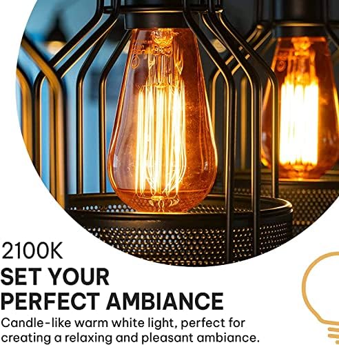 Lâmpadas de Edison Incandescentes Vintage 60W - E26/E27 Base 2100K Lightbulbs decorativos diminuídos - Luz quente estilo St64