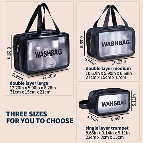 Bolsa de maquiagem clara e grande, sacos cosméticos de viagem para produtos de higiene de higiene pessoal de higiene pessoal