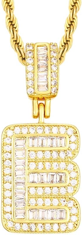 Bula thi Classic Copper Baguette Letter Pingente de pingente para homens Mulheres lnitial letial jóias charme de ouro - banhado