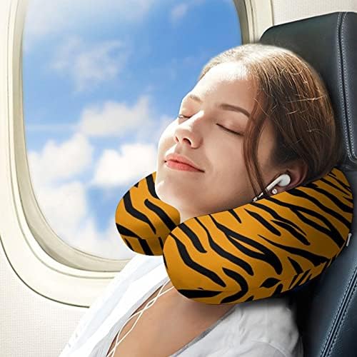 Tiger Skin Pattern Travel Pescoo travesseiro Memória de espuma de vôo Cubro de cabeça Sleeping Suporte para ir para o escritório