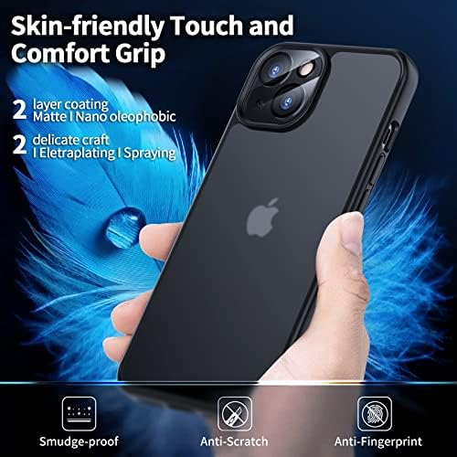 Ikookeg [6 em 1 design para iPhone 14 com 2pack [protetor de tela de vidro temperado com temperatura + protetor de lente da câmera] [Proteção de grau militar)