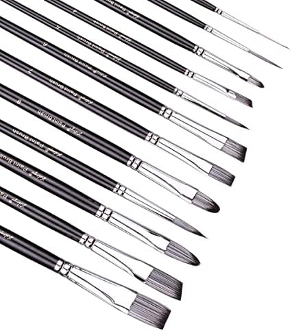 Artista Bincks Brushes Conjunto de 12 kits de escova de arte anti-derramamento de tamanho diferente para iniciantes, perfeitos para acrílicos, aquarela, guache, iniciante e artista