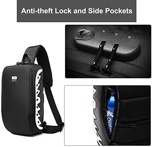 Ozuko Sling Bag Anti-roubo ombro Crossbody Backpack de bolsa de peito à prova d'água com porta de carregamento USB