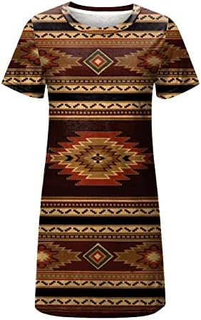 Vestidos astecas das mulheres 2023 Retro de impressão étnica retro vestido curto vestido midi verão casual solto vestido