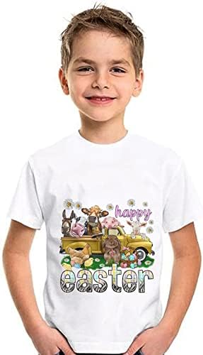 Camisas do dia da Páscoa Camisas para meninas meninas de menina curta Bunny Tirm Cirl