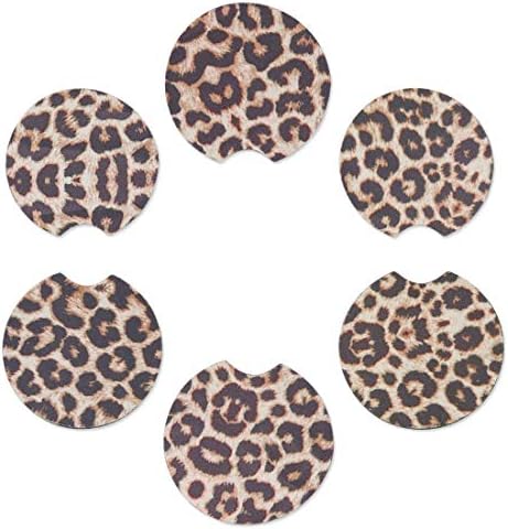 6 PCS Coasterizações de carro de leopardo Neoprene absorvente Copa de coaperra de borracha copo de tapetes de tapetes acessórios para carros de cozinha cafeteria de escritório