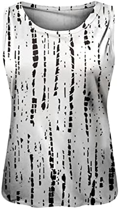 Tampas de tanques de tripulação feminina Tamas sem mangas T-shirt 2023 Summer Casual Fit Loose Basic Fashion Striped Pried Bloups