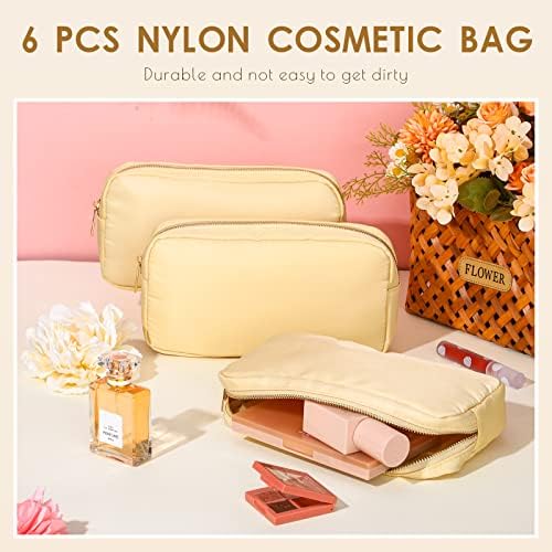 Remerry 6 PCs Nylon Bag Cosmetic Travel Make Up Pouch Holity Saco com saco de maquiagem de maquiagem com zíper conjunto de maquiagem