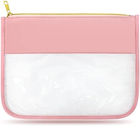 Lokfar Nylon Makeup Bag Diy Chenille Letter Clear Travel Zipper Bolsa, bolsa de maquiagem formal Clear Cosmetic, bolsa de viagem