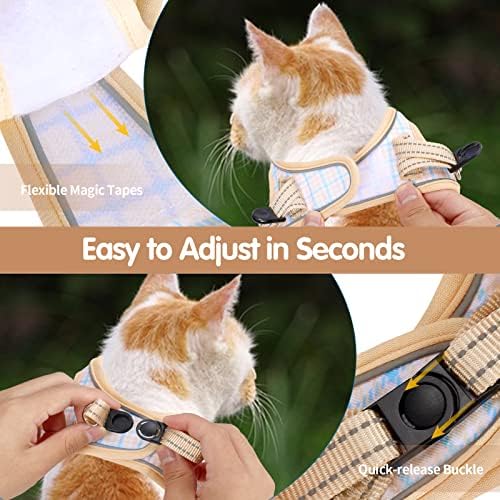 arnês de gatos de nanappice e coleira conjunta para o colete de gatinhos ajustáveis ​​à prova de escape com a faixa refletiva para