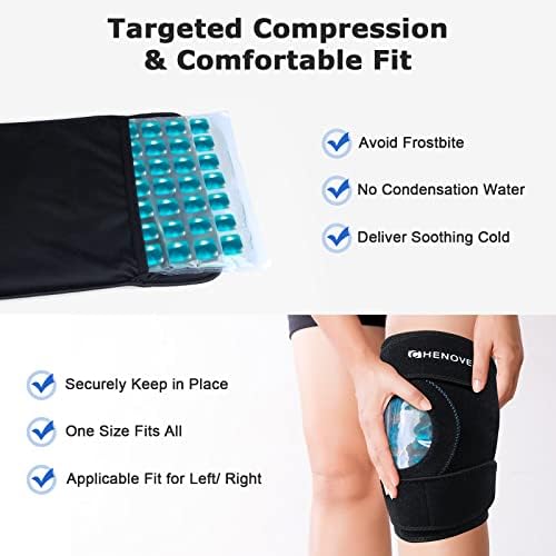 Chenove Knee Ice Pack Pack, pacote frio com compressão fria para o joelho, pacote de gelo reutilizável para lesões no joelho,