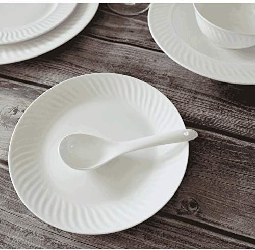 conjunto de utensílios de jantar ygqzm 40Pieces Placas de porcelana brancas Bone China Tableware Bowls Placas de sopa Placas de molho Oval Plate Service para 6