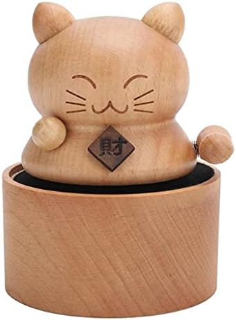 Caixa de música tfiiexfl wood riqueza gatos caixa de música figure caixa de madeira fofa caixa musical de decoração home decoração presente de aniversário presente
