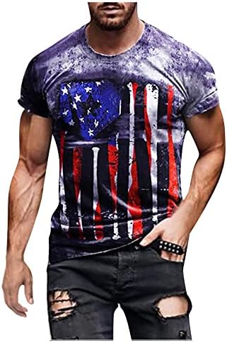 Xxbr camiseta patriótica camiseta para homens EUA 4 de julho Crewneck Top Stars And Stripes Impressão de manga curta Classic