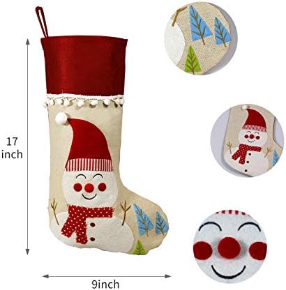 Alkey Christmas meias, 5 pacote de 18 polegadas de estopa com boneco de neve, árvore, urso, Papai Noel, elefante