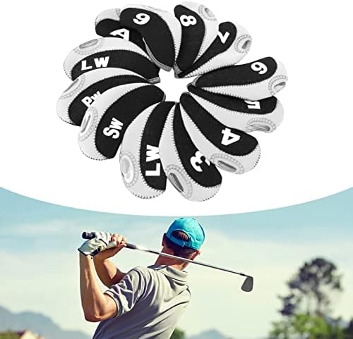 Cabeças de cabeça do clube de golfe, 12 pcs impermeabilizados fáceis de usar na capa da cabeça do pólo de ferro de golfe espessado