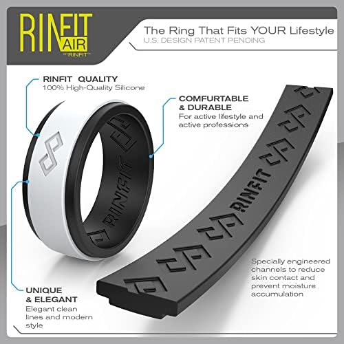 Rinfit Silicone Rings for Men - Mens Silicone Bands - Ring Infinity com 2 camadas - Ringos de casamento de borracha para homens - coleção RinfitAir