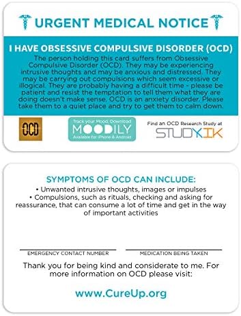 Eu tenho um cartão obsessivo de assistência de transtorno compulsivo 3 pcs oCD