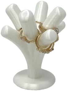 Exibição do anel de jóias - 3,5 polegadas de altura - Organizador de exibição de anel de 8 árvores brancas para mulheres