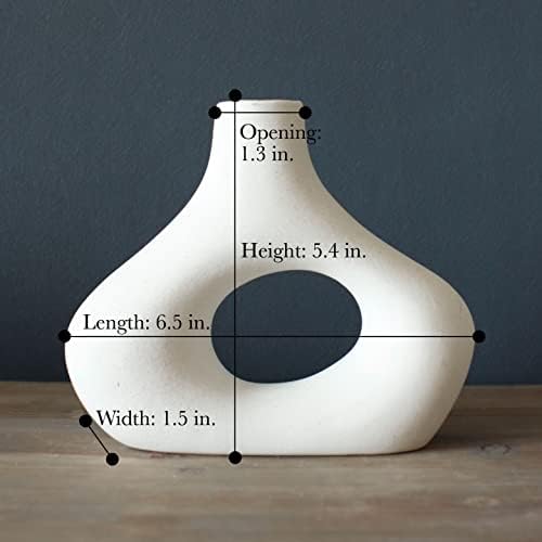 Vaso de donut da cenoura, conjunto de 2 - estilo nórdico minimalista, decoração branca de vaso de donuts de cerâmica