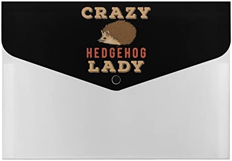 Crazy Hedgehog Lady A4 pastas 6 bolsos Organizador de arquivos de acordeão Pasta de documentos à prova d'água