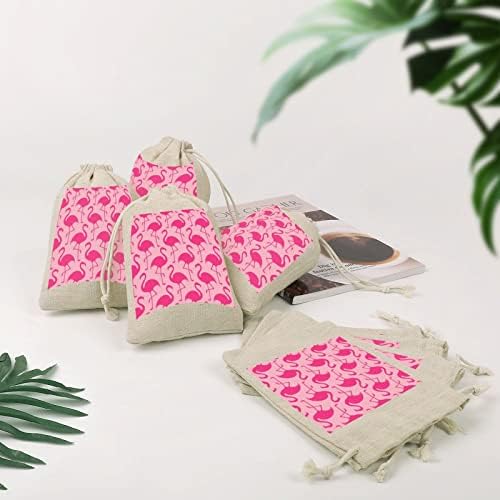 Bolsas de armazenamento rosa Flamingo Prações de armazenamento bolsas de presente de doces reutilizáveis ​​dobráveis ​​e compactos de bolso multiuso 8pcs