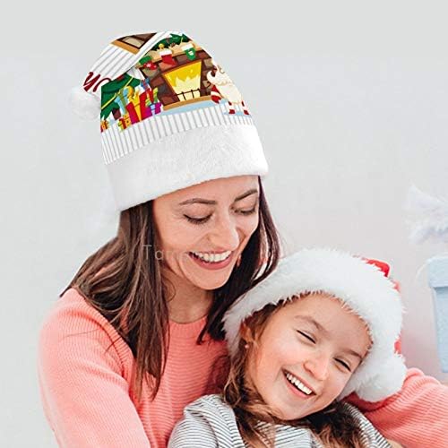 Chapéu de Papai Noel de Natal, Feliz Natal decoração de natal chapéu de férias para adultos, Unisex Comfort Christmas Hats for