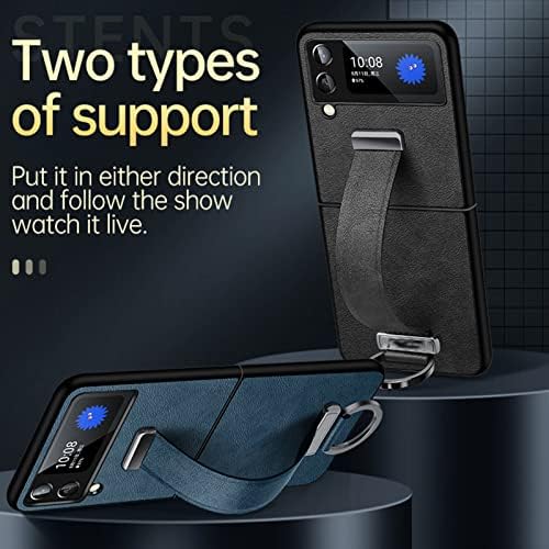 Caso de Kvibeo para Samsung Galaxy Z Flip 4, estojo à prova de choque com estojo de Kickstand e pulseira de volta
