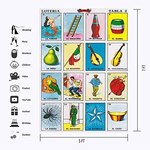 LOTeria Card Card de Casta -Fundo Mexicano Tema do Partido México Loteria Cartões Antecedentes da fotografia 5 x 7ft