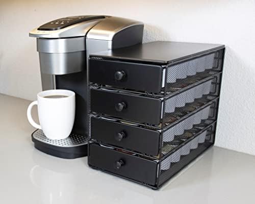Gaveta bacana de café-acabamento em cetim preto, compatível com K-Cups, 72 CAPACE CAPACIDADE DE PACO, suporte de 4 camadas,