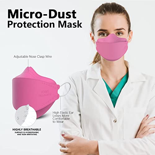 Máscaras de face yiderbo kn95 100 pacote de filtro respirável eficiência posterior 95% máscara descartável kn95, rosa