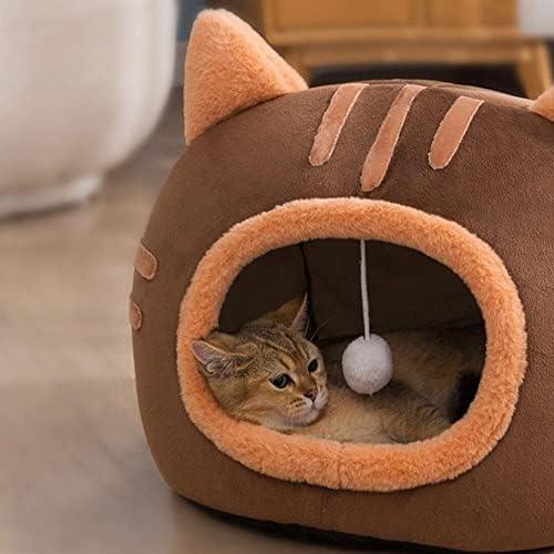 Campa de caverna de forma de gato chdhaltd, cama quente para dormir para gatos pequenos cães outono e de inverno gato cachorro canil