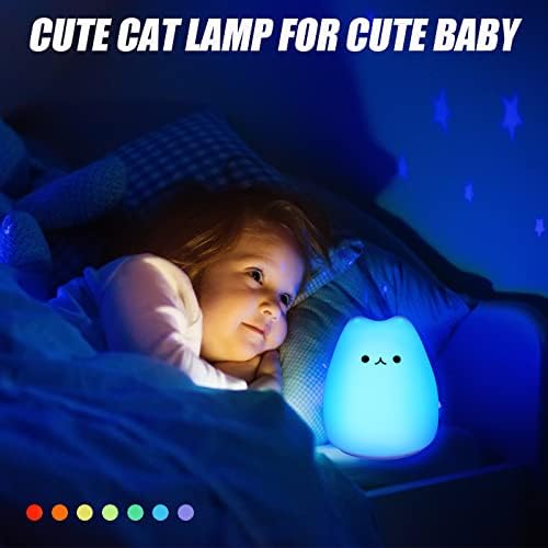 2 peças do dia da mãe presente gato noite luz kawaii silicone berçário lâmpada gato lâmpada gatinha noite luz fofa led gatinha