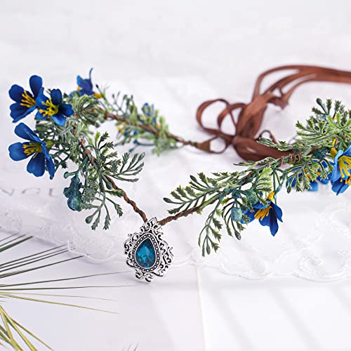 Mostory Fairy Crown & Blue Flower Papacepul para figurinos de festa de maternidade no noiva do casamento