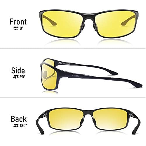 Óculos de visão noturna de Bircen para dirigir: HD Anti-GLARE AL-MG Frame Night Driving Glasses for Men