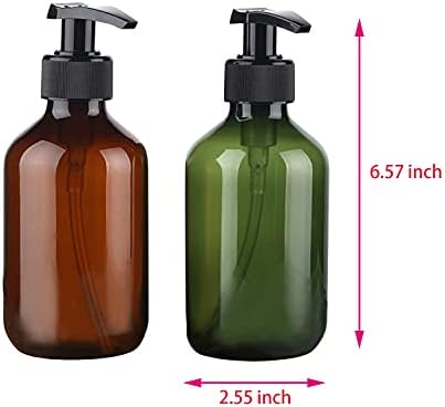 MFDSJ 10 onças de garrafas de bomba de plástico dispensador, âmbar e recipientes de garrafas recarregáveis ​​para massagem, loção,