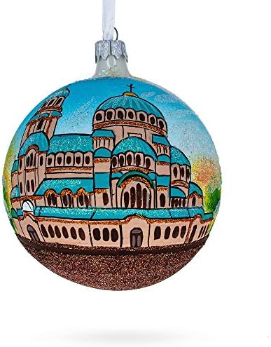 Catedral de St. Alexander Nevski, Sofia, Bulgária Bola de vidro Ball Christmas Ornament 4 polegadas