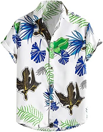Camisetas havaianas para masculino manga curta botão impressa a aloha camisa de verão algodão casual fit