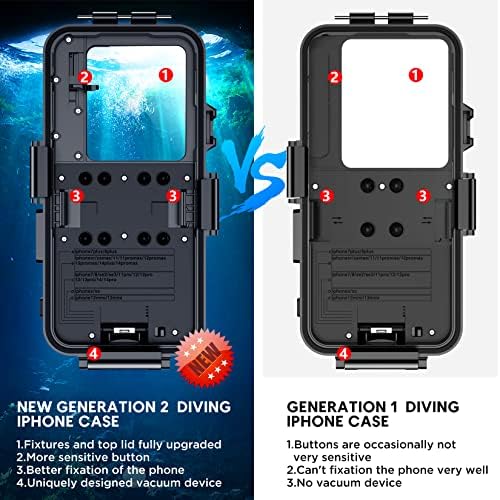 Caixa de telefone de mergulho de aranha apenas para séries de iPhone, snorkeling subaquáticos estojo 98ft/30m [Operado debaixo d'água] vídeo fotográfico, alojamento à prova d'água para iPhone 14/pro/pro max/13/12/1