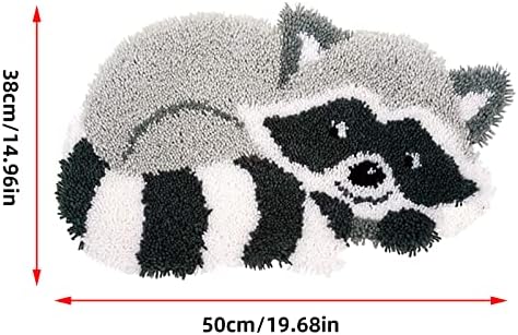 Kit de tapete de gancho de trava do presente2u para iniciantes para adultos, 3D Raccoon DIY Made Crochet Yarn Kit Animal Pattern